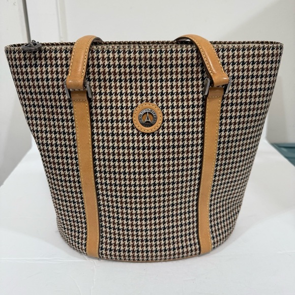 La Toure Eiffel 1887 Houndstooth Tote Tan  Handbag - Picture 1 of 15